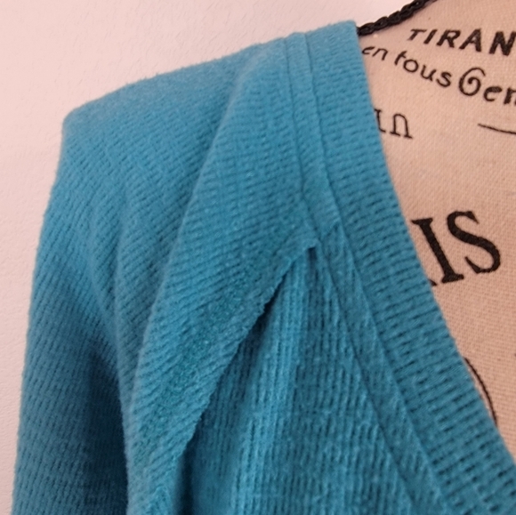 Wildfox XL Sweatshirt Top V Neck Exposed Seams Teal Blue - Picture 3 of 8